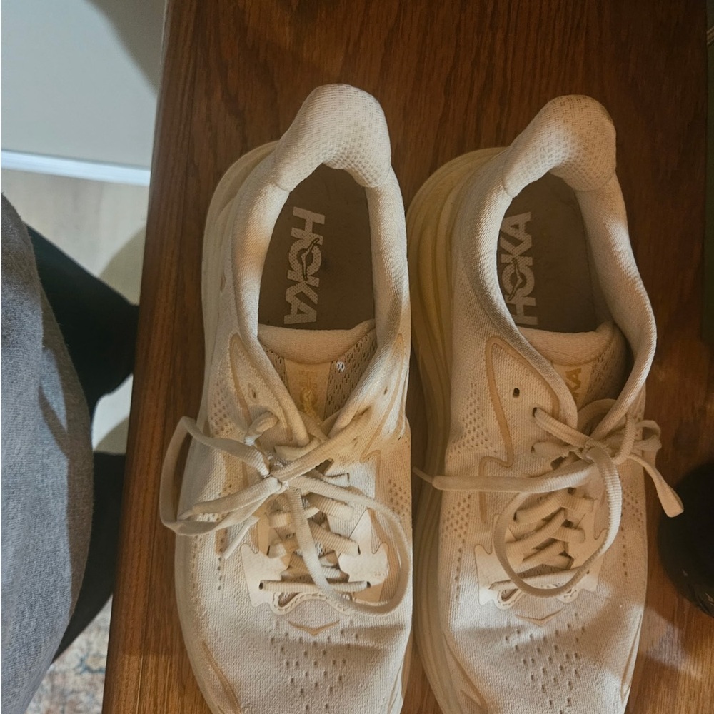 Hoka Cream Athletic Shoes